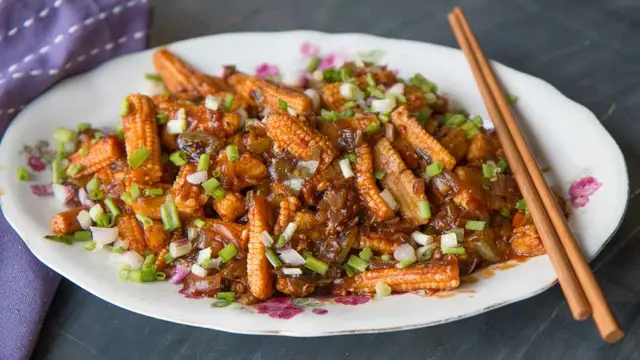 Chilli Baby Corn Schezwan Style Indian Chinese Recipe 2